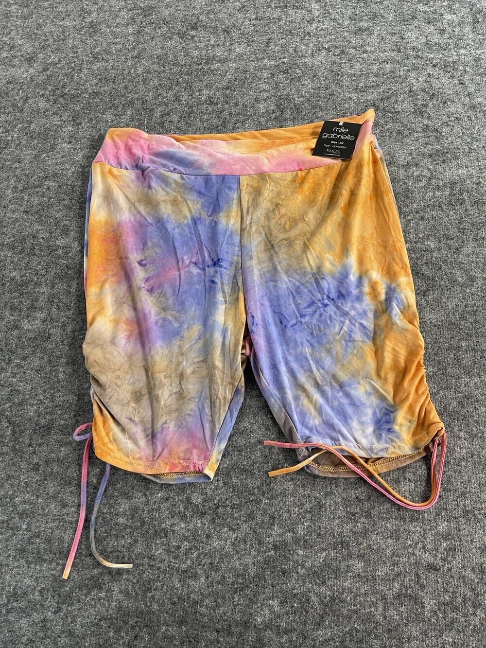 Mlle Gabrielle Shorts Womens 3X Tie Dye Compression Bermuda Yoga Gym N334